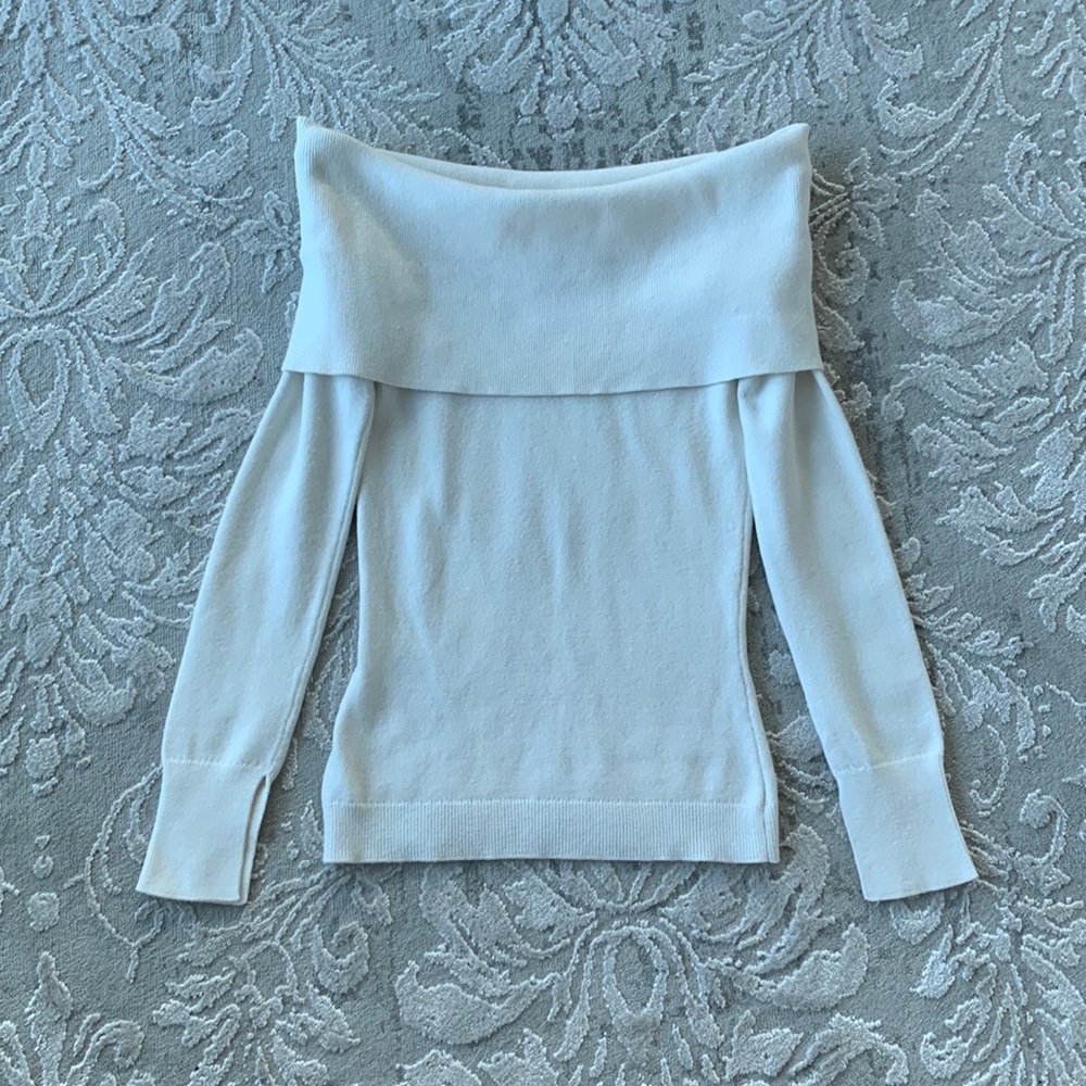 BCBG MaxAzria Off-white (cream) off shoulder long sleeve top